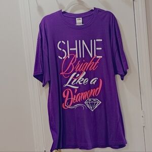 Purple Graphic T-Shirt with Shine Bright Print EUC